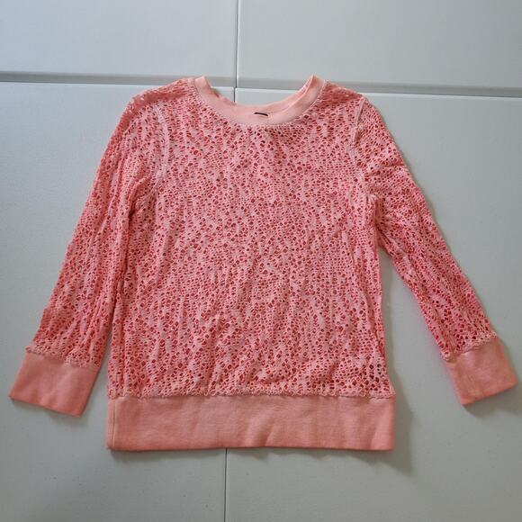 We The Free Sweater Womens Small Pink Lace Eyelet Pullover Y2K Fairy Grunge Punk - Picture 1 of 9